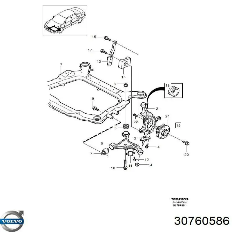 30760586 Volvo barra oscilante, suspensión de ruedas delantera, inferior izquierda