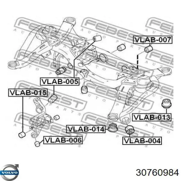 Silentblock del subchasis trasero Volvo 30760984 precio, desde 21,14 EUR