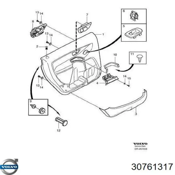 Manija interior izquierda delantera/trasera de puerta Volvo 8626599 precio, desde 29,96 EUR