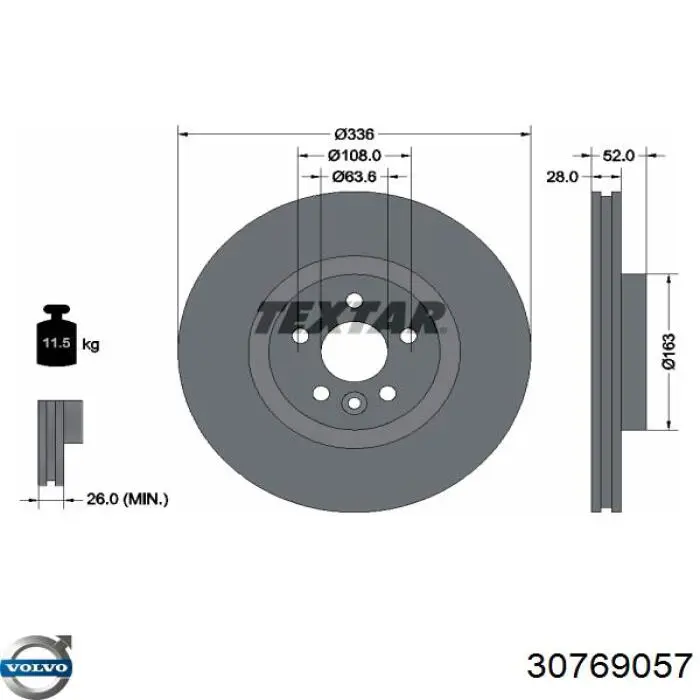 Disco de freno 30769057 Volvo