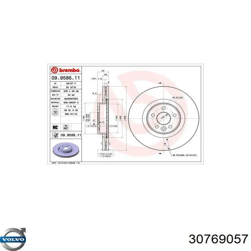 Comprar 30769057 Volvo Freno de disco delantero