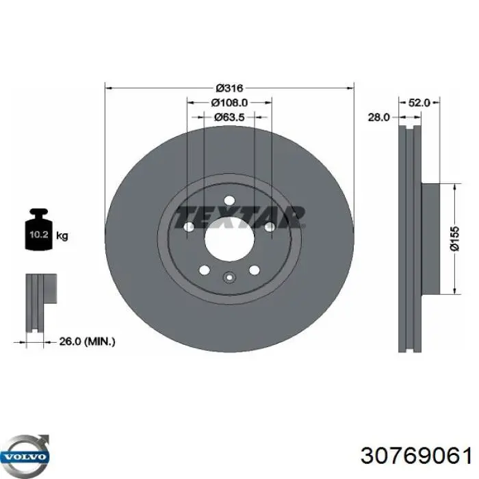 Comprar 30769061 Volvo Freno de disco delantero