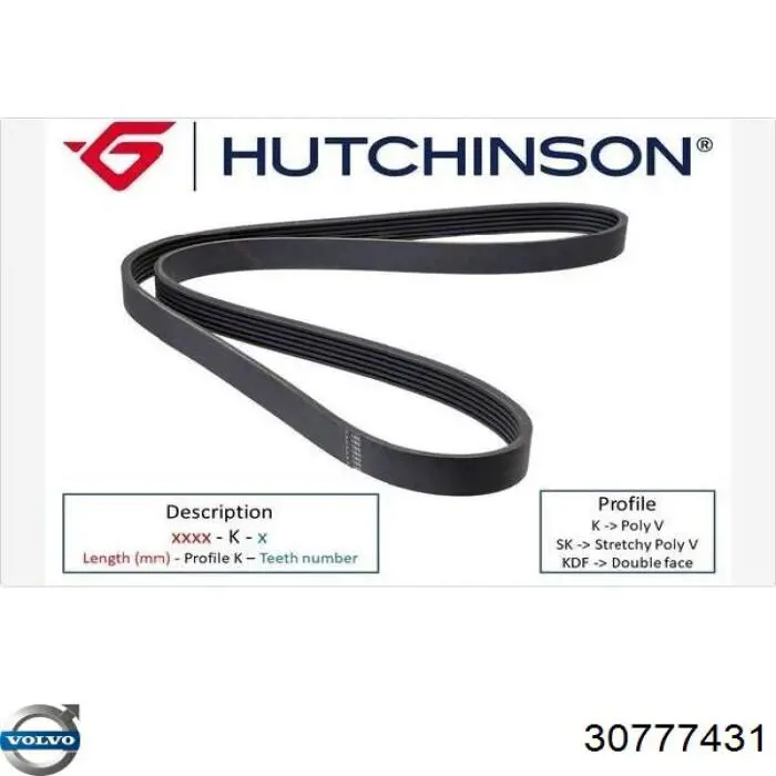 Correa de transmisión trapezoidal Volvo 30777431 precio, desde 13,71 EUR