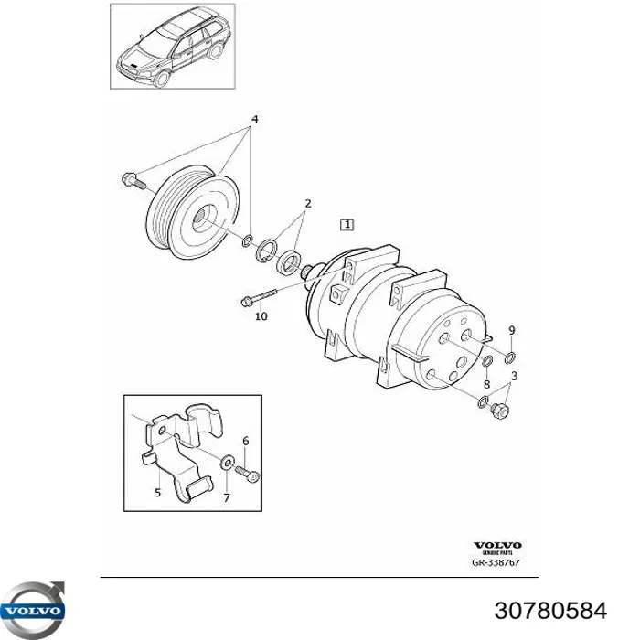 Polea Compresor A/C Volvo XC90 