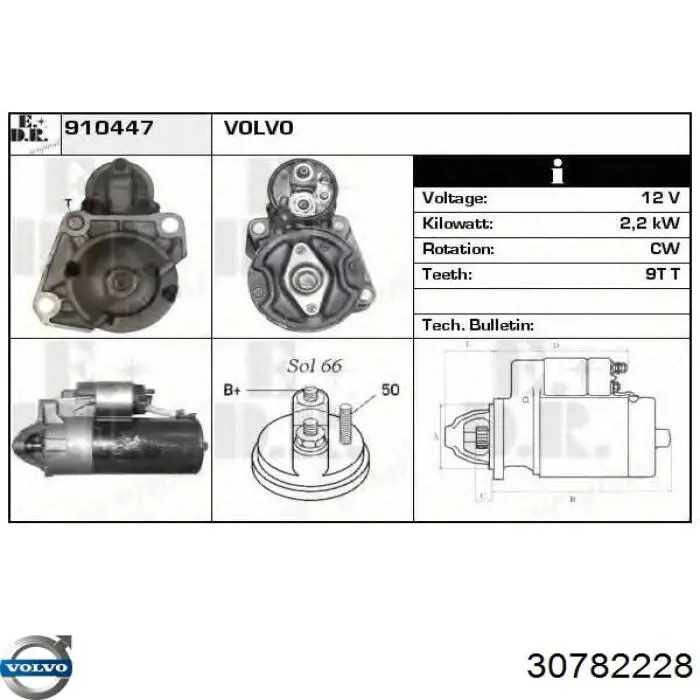 Motor de arranque 30782228 Volvo