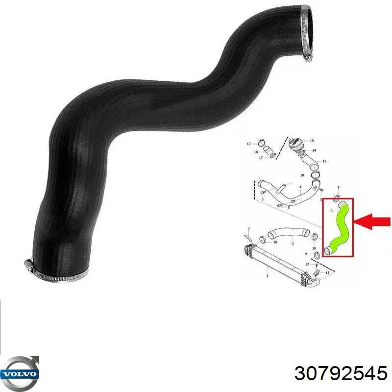 Manguera del intercooler Volvo 30792545 precio, desde 37,57 EUR
