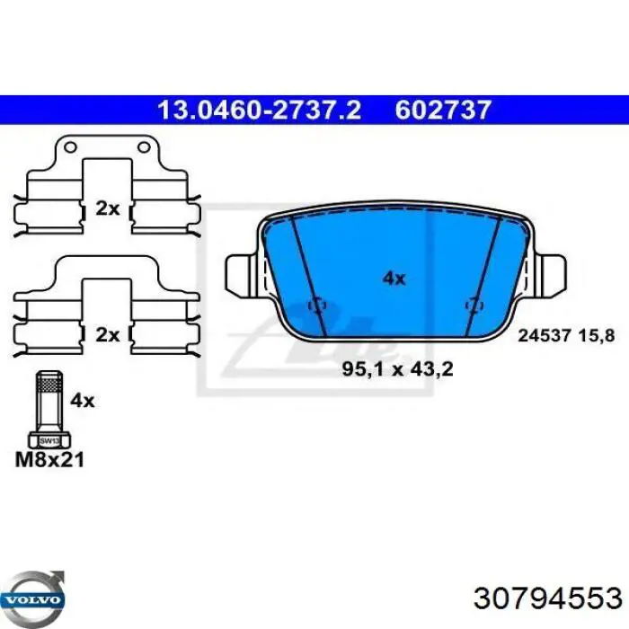 Comprar 30794553 Volvo Pastillas de freno traseras