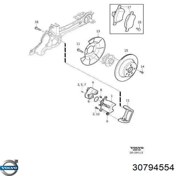 30794554 Volvo Pastillas freno traseras