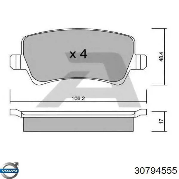 30794555 Volvo Pastillas freno traseras