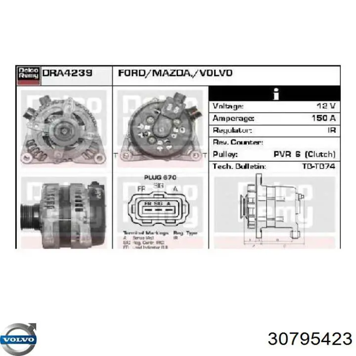 Alternador 30795423 Volvo
