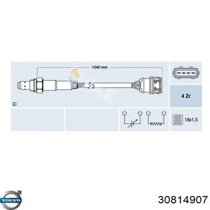 30814907 Volvo Sensor de oxígeno previo al catalizador