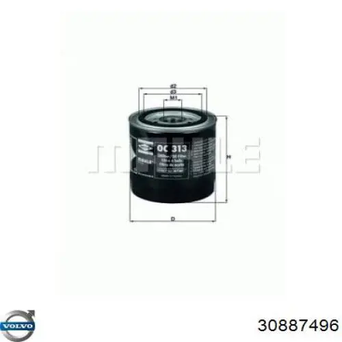 Filtro de aceite 30887496 Volvo