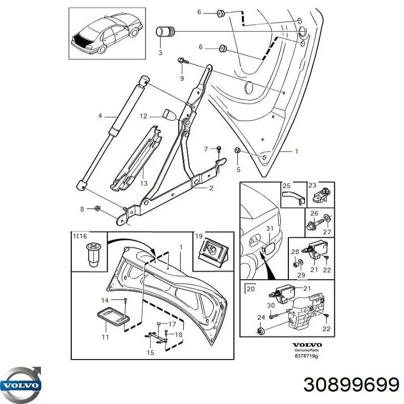 Motor de apertura de tapa de combustible Volvo 30899699 precio, desde 153,91 EUR
