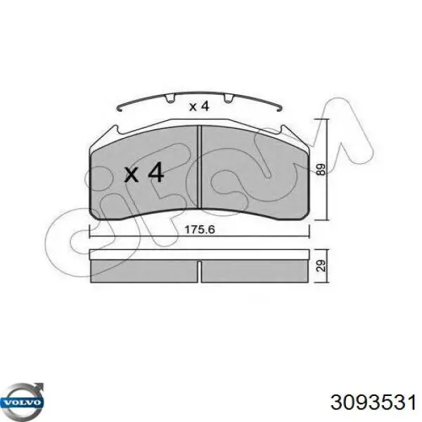 Pastillas de freno traseras 3093531 Volvo
