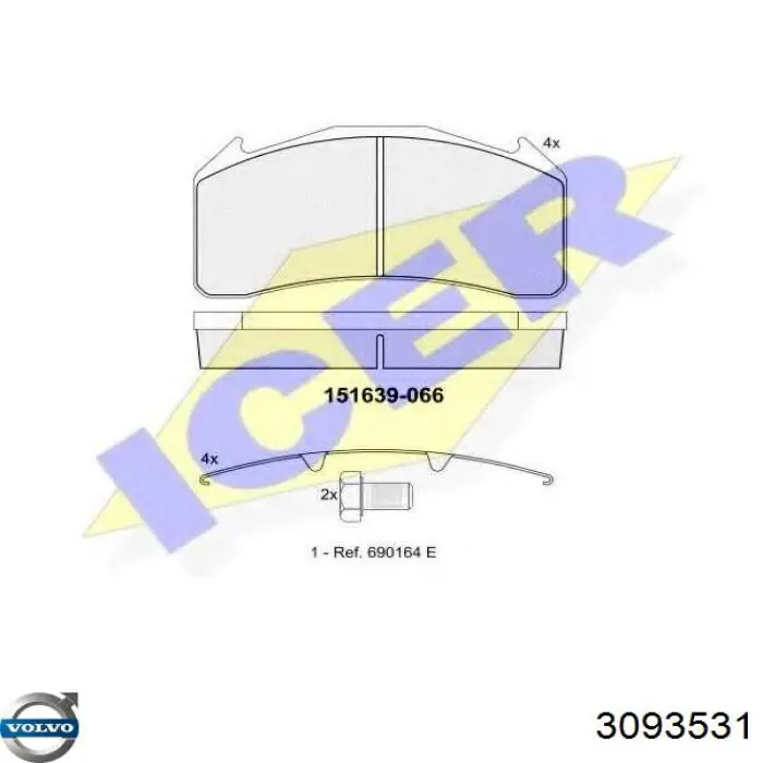 3093531 Volvo Pastillas freno traseras