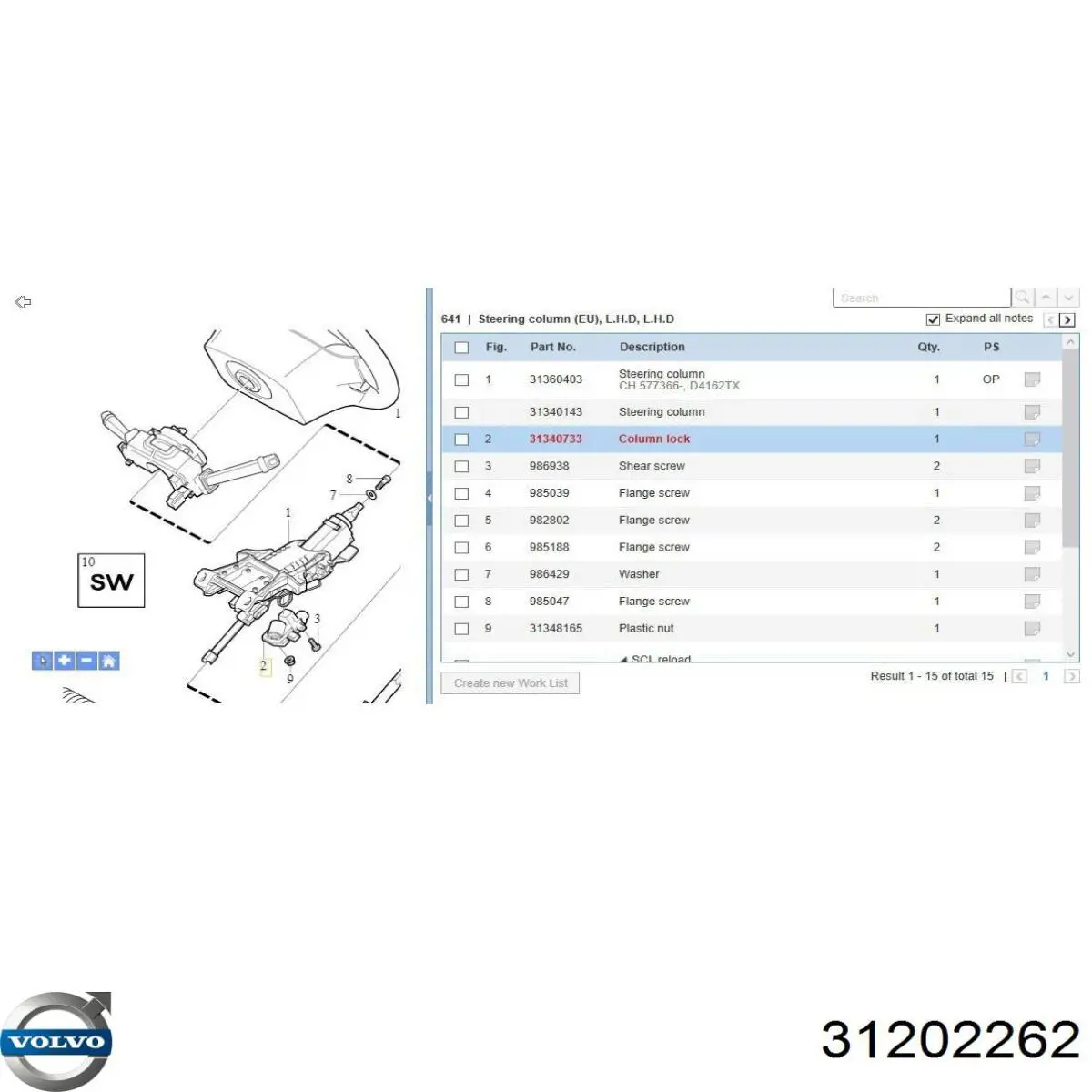 Comprar 30680132 Volvo Columna dirección