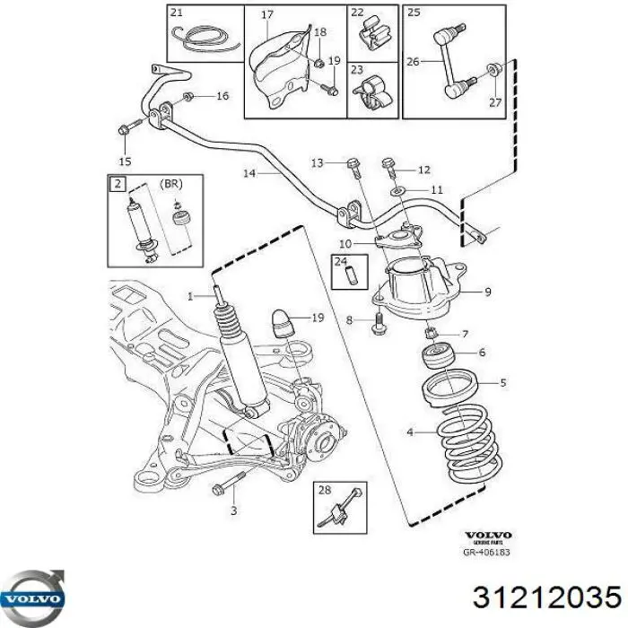 Amortiguador trasero Volvo 31212035 precio, desde 439,71 EUR