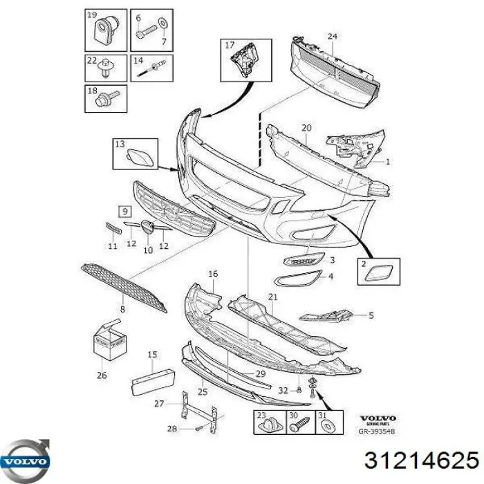 Emblema de la parrilla del radiador Volvo 31214625 precio, desde 14,14 EUR