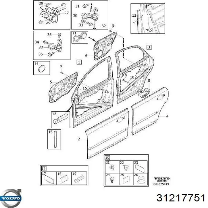 Comprar 31217751 Volvo Limitador de apertura de puerta trasera