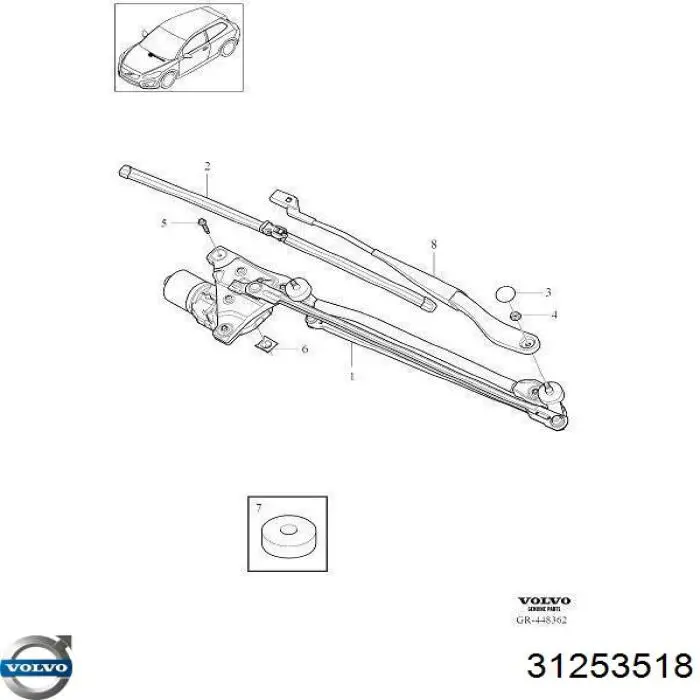 Trapezio del limpiaparabrisas Volvo 8648002