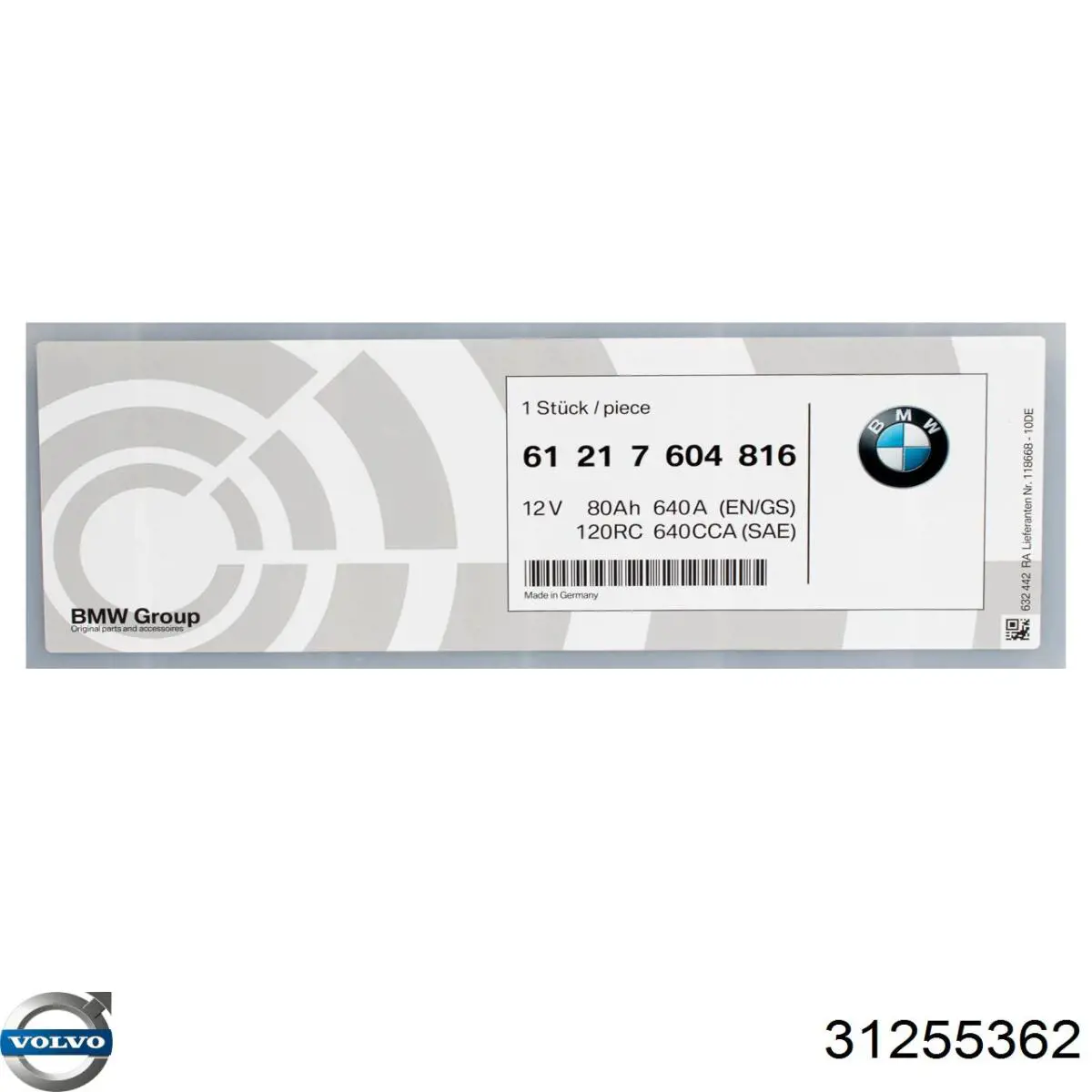 31255362 Volvo Batería Start-Stop