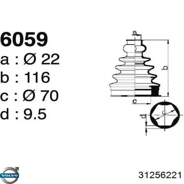 Fuelle transmisión delantero exterior Volvo 31256221 precio, desde 6,79 EUR