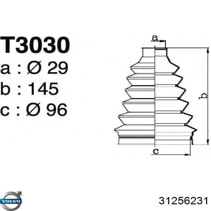 31256231 Volvo fuelle, árbol de transmisión delantero exterior