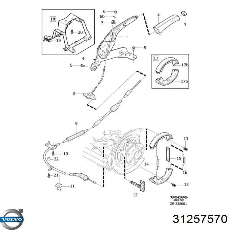 Mecanismo expansor de las zapatas del freno de estacionamiento Volvo 31257570 precio, desde 26,79 EUR
