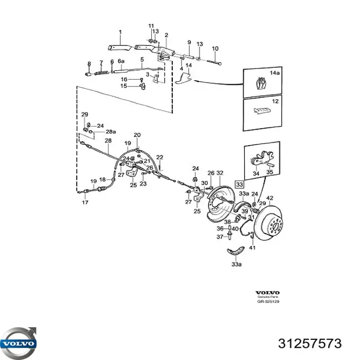 Comprar 31257573 Volvo Mecanismo expansor de las zapatas del freno de estacionamiento