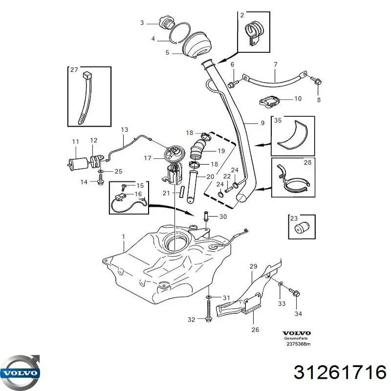 Comprar 31261716 Volvo Tapa de depósito de combustible