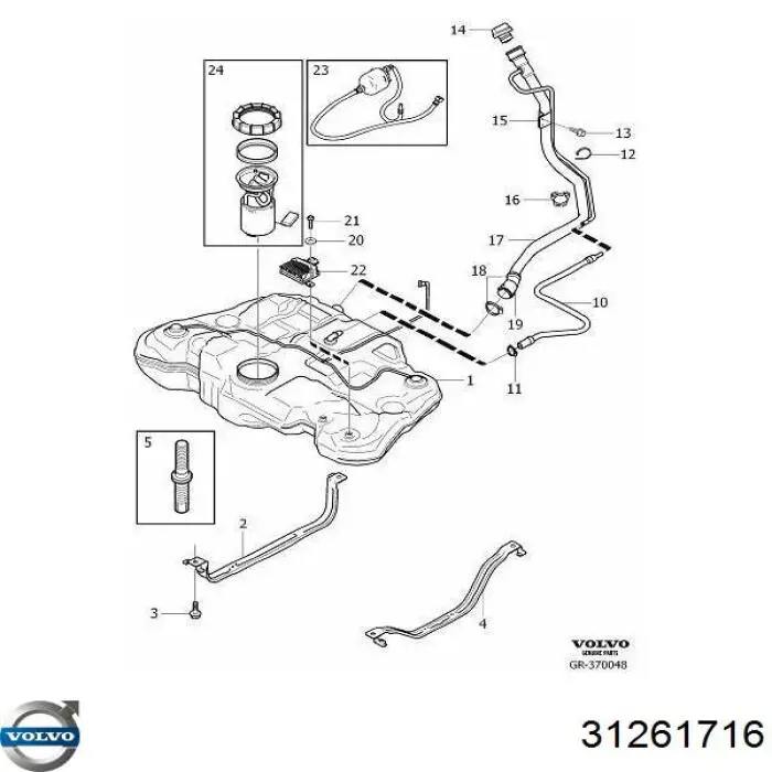 Tapa de depósito de combustible 31261716 Volvo