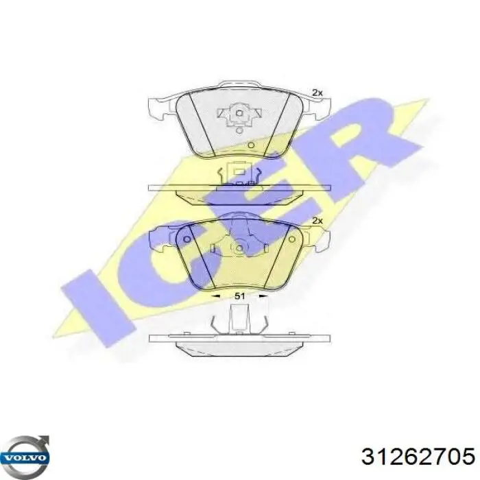 Pastillas freno delanteras Volvo 31262705 precio, desde 40,57 EUR