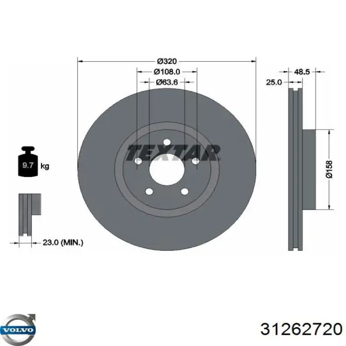 31262720 Volvo freno de disco delantero