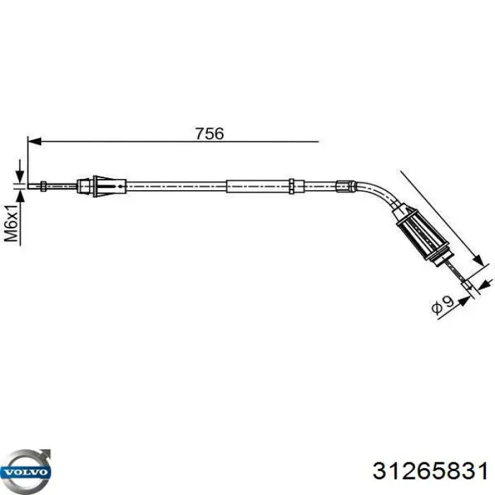 31265831 Volvo cable de freno de mano trasero izquierdo