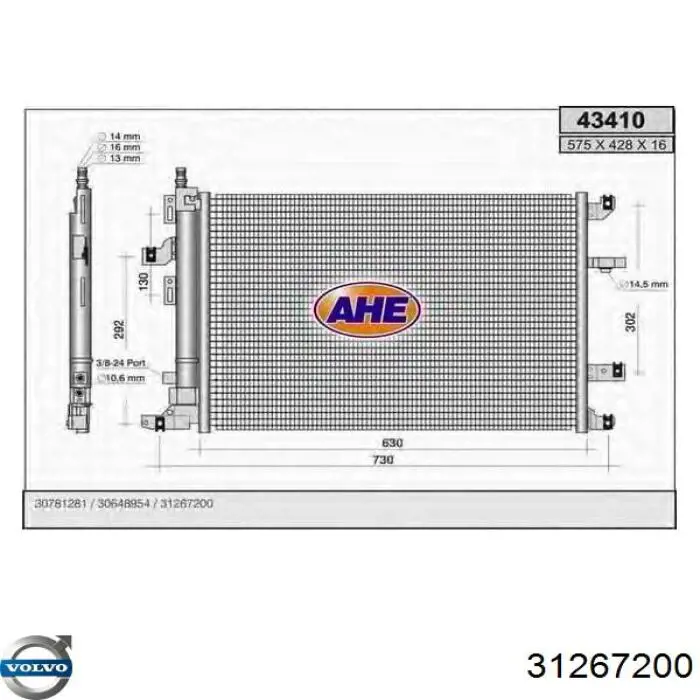 Aire acondicionado capacitor Volvo 31267200 precio, desde 101,08 EUR