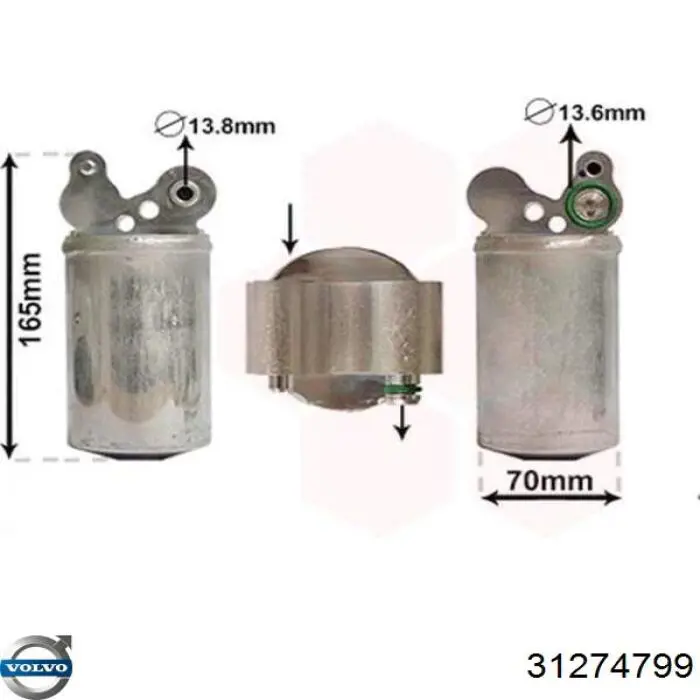 31274799 Volvo receptor-secador del aire acondicionado