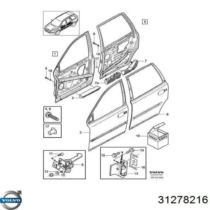 Asegurador puerta delantera Volvo XC90 