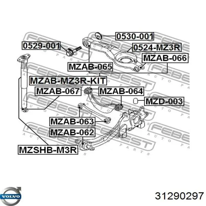 Comprar 31290297 Volvo Buje delantero del brazo longitudinal trasero