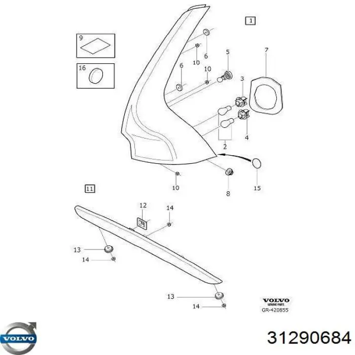 Piloto trasero derecho Volvo 31290684 precio, desde 238,85 EUR