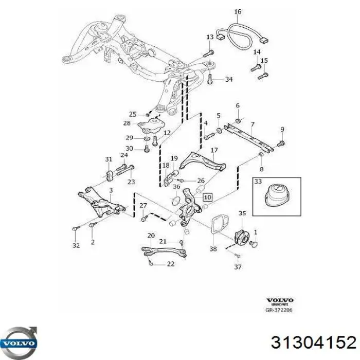 Brazo suspension (control) trasero inferior izquierdo Volvo XC90 