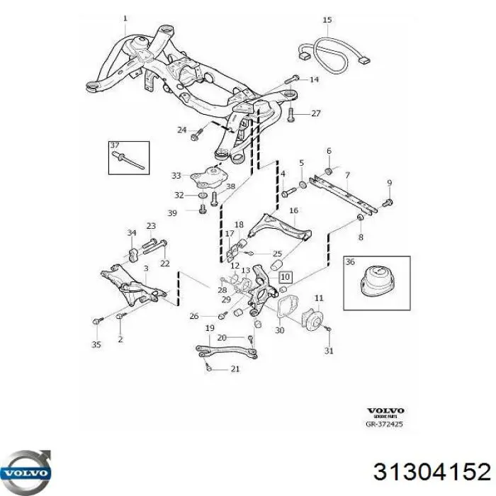 Brazo inferior izquierdo de la suspensión trasera Volvo 31304152 precio, desde 76,96 EUR