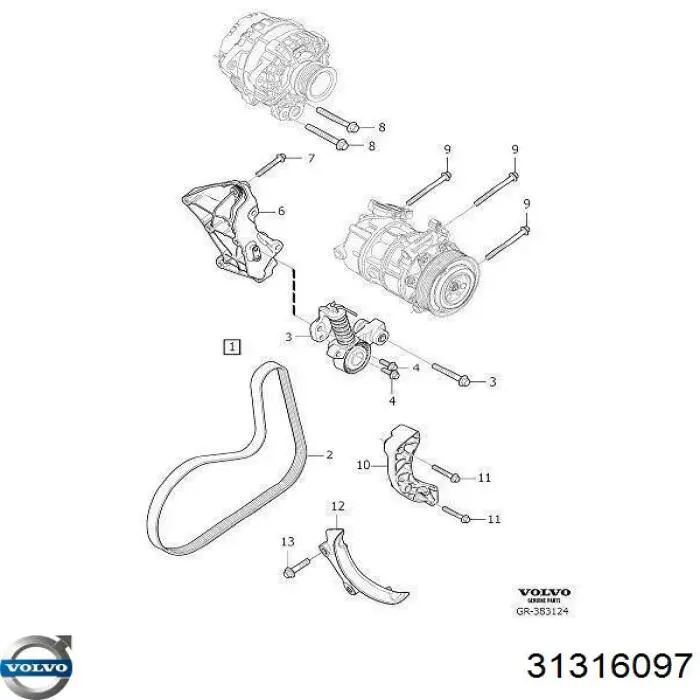Tensor de la correa trapecial Volvo 31316097 precio, desde 115,90 EUR