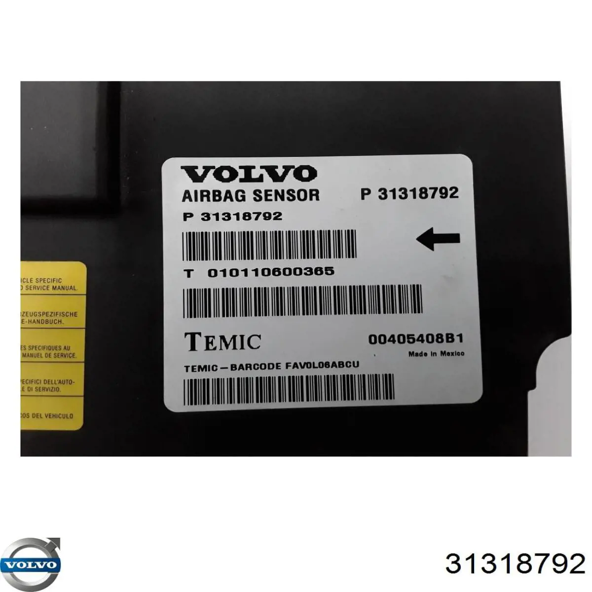 Comprar 31318792 Volvo Módulo de control de airbag
