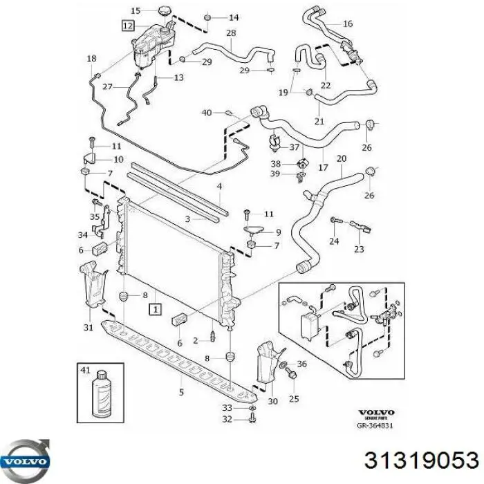 Tubería de radiador, tuberia flexible calefacción, superior para Volvo S80 (AS, AR)
