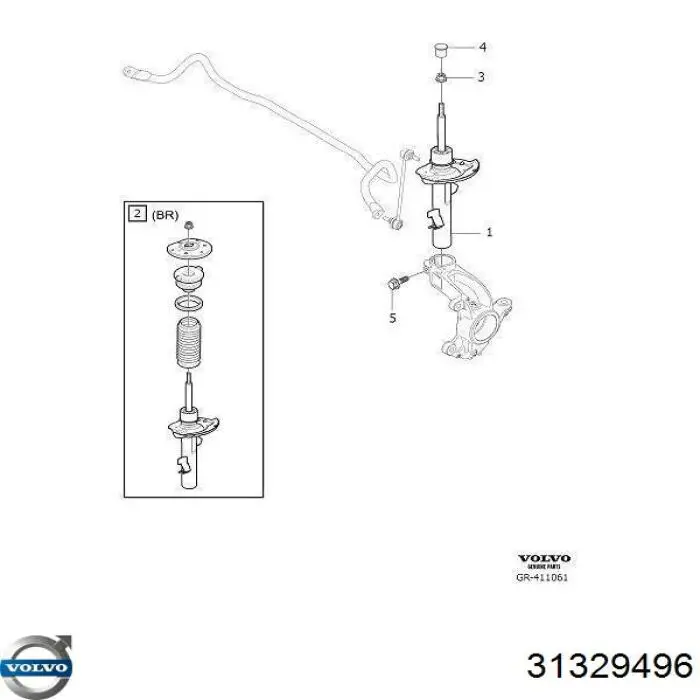 31329496 Volvo amortiguador delantero izquierdo