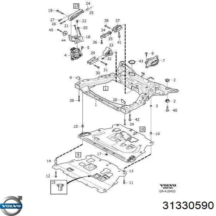 Soporte superior derecho del motor Volvo 31430195 precio, desde 85,23 EUR