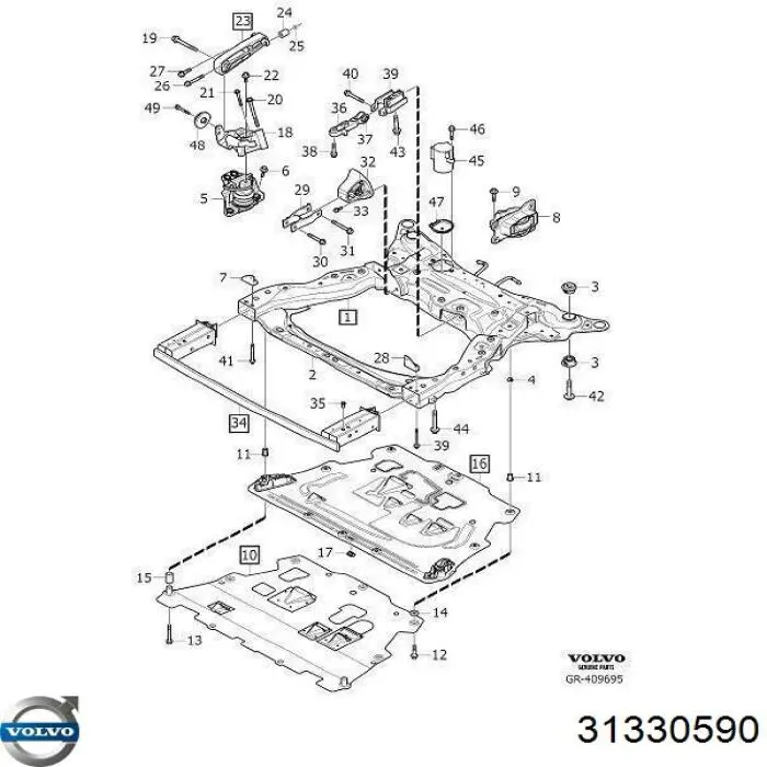 Cojín del motor (soporte) superior derecho para Volvo S60 (224)