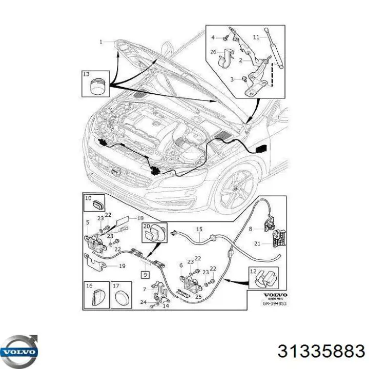 31335883 Volvo capó del motor