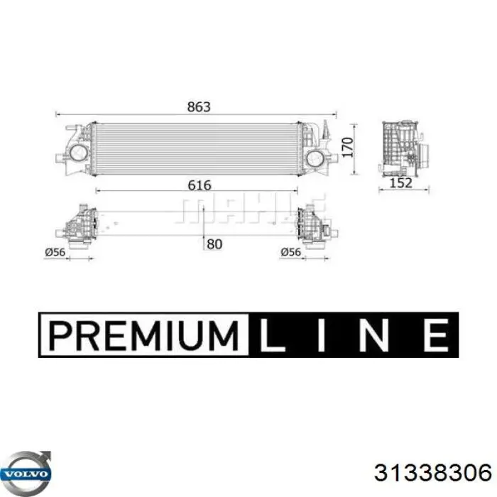 Radiador de aire de admisión Volvo 31338306 precio, desde 152,19 EUR
