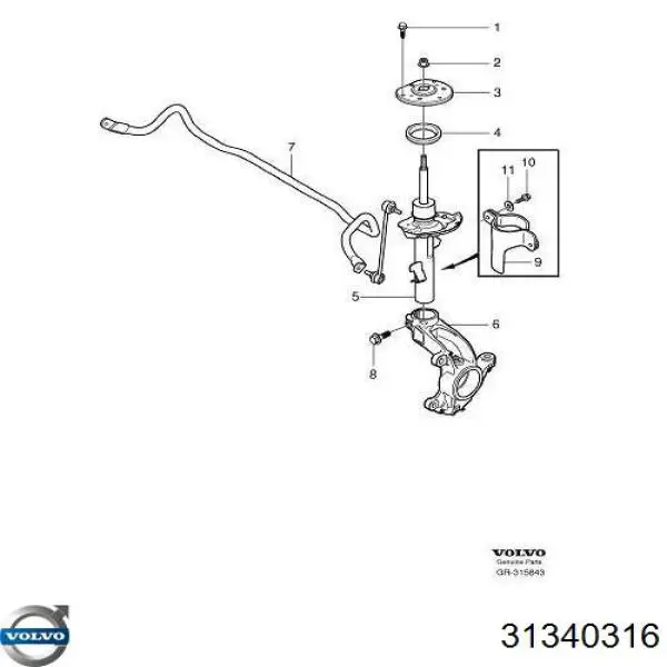 Comprar 31340316 Volvo Amortiguador delantero derecho